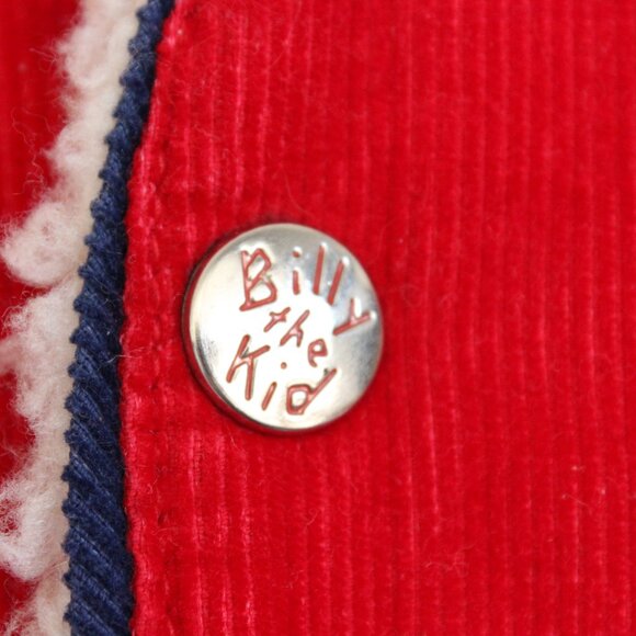 Vtg Billy The Kid Corduroy Vest Snap Front Faux Sherpa Lined Western Red 12 Mo - Picture 2 of 5